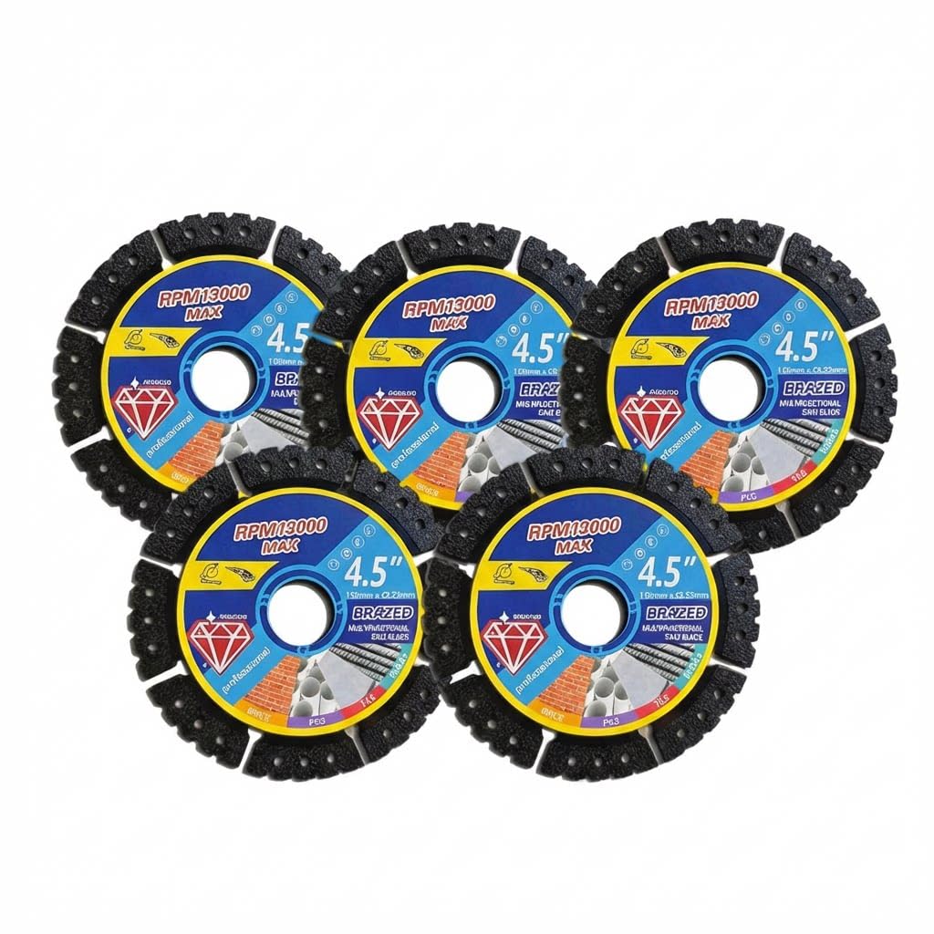 Diamond Multi-Purpose Saw Blades-115mm/4.5", Heavy Duty Angle Grinder Discs Porcelain Cutting (5pcs black)