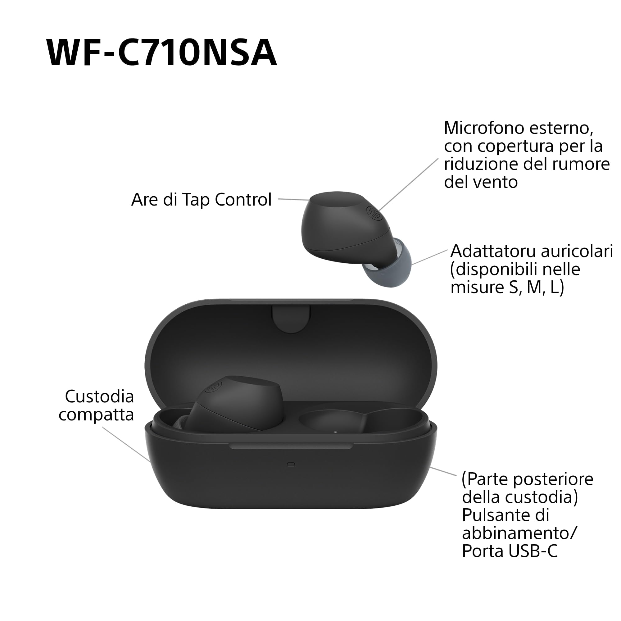Sony WF-C710N Auricolari Wireless con Cancellazione del Rumore — immagine 16 di 16