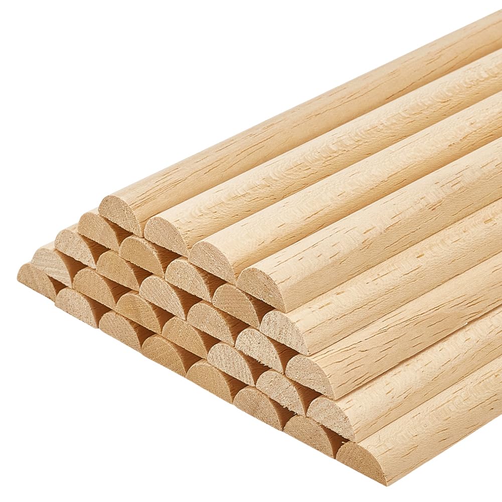 OLYCRAFT 30Pcs 30cm Half Round Dowel Rods 13.5x6.5mm Wooden Dowel Rods Unfinished Wood Craft Sticks Half Round Craft Sticks Arch Wood Dowels Rod for Braiding Tapestry DIY Crafts Building Model