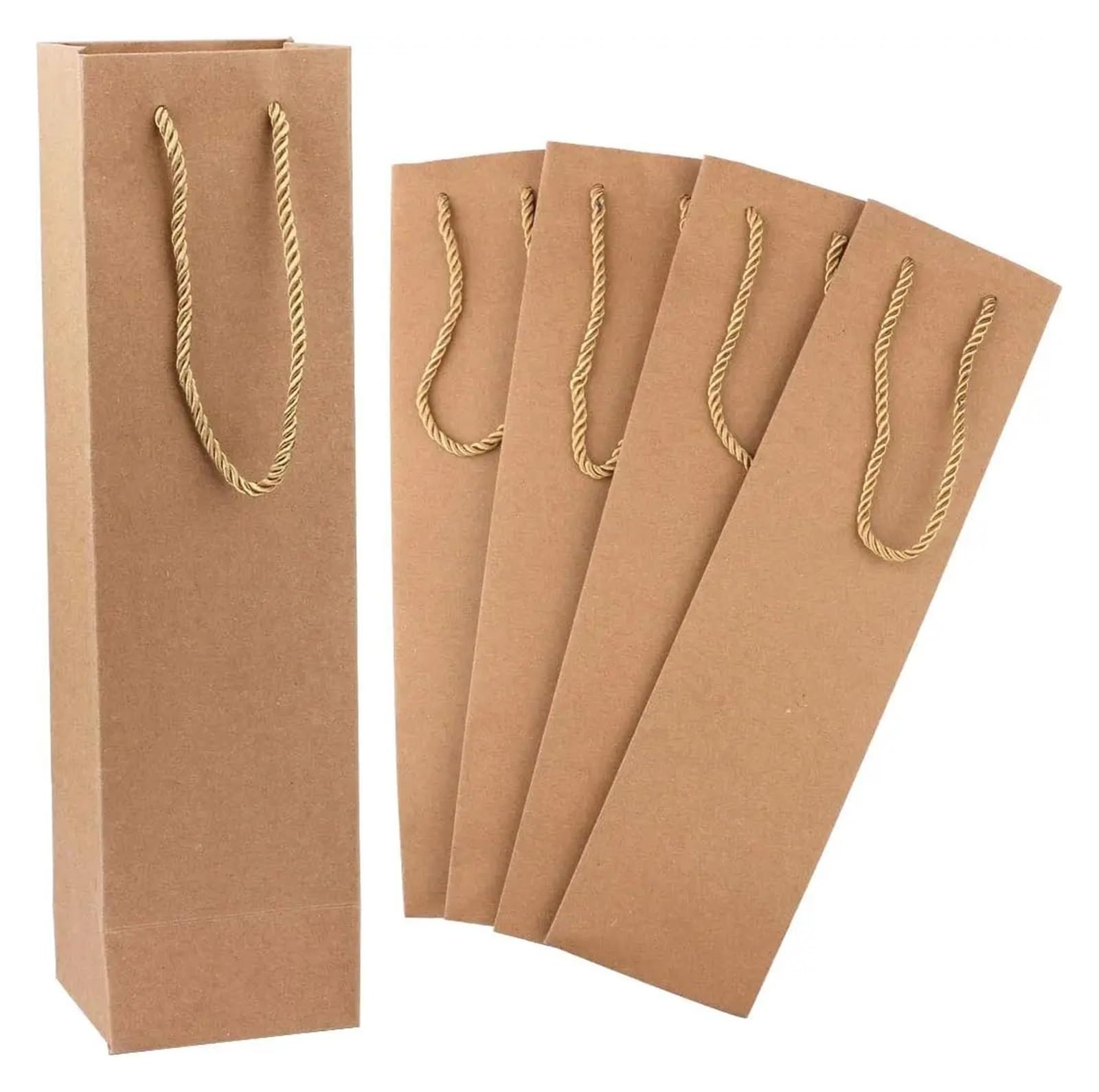 Lot de 15 sacs de vin avec poignée pour bouteilles de vin de 750 ml - Réutilisables pour fête de mariage, camel, One Size, Style unique