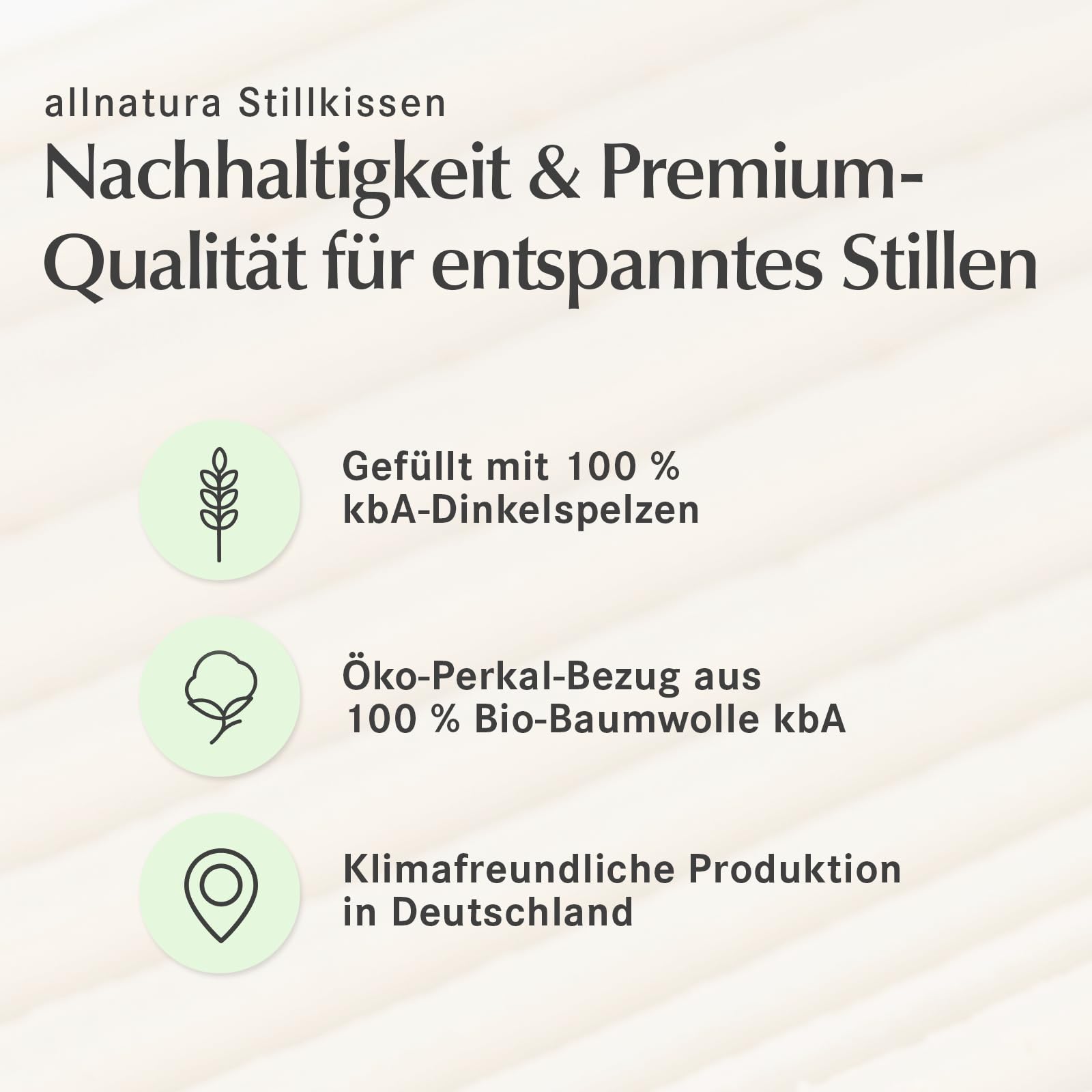 allnatura Cojín de lactancia con copos de látex de lana Mana fabricado en Alemania – primer equipamiento – Cojín de embarazo con lana virgen 100% natural de oveja y copos de látex, 100% caucho