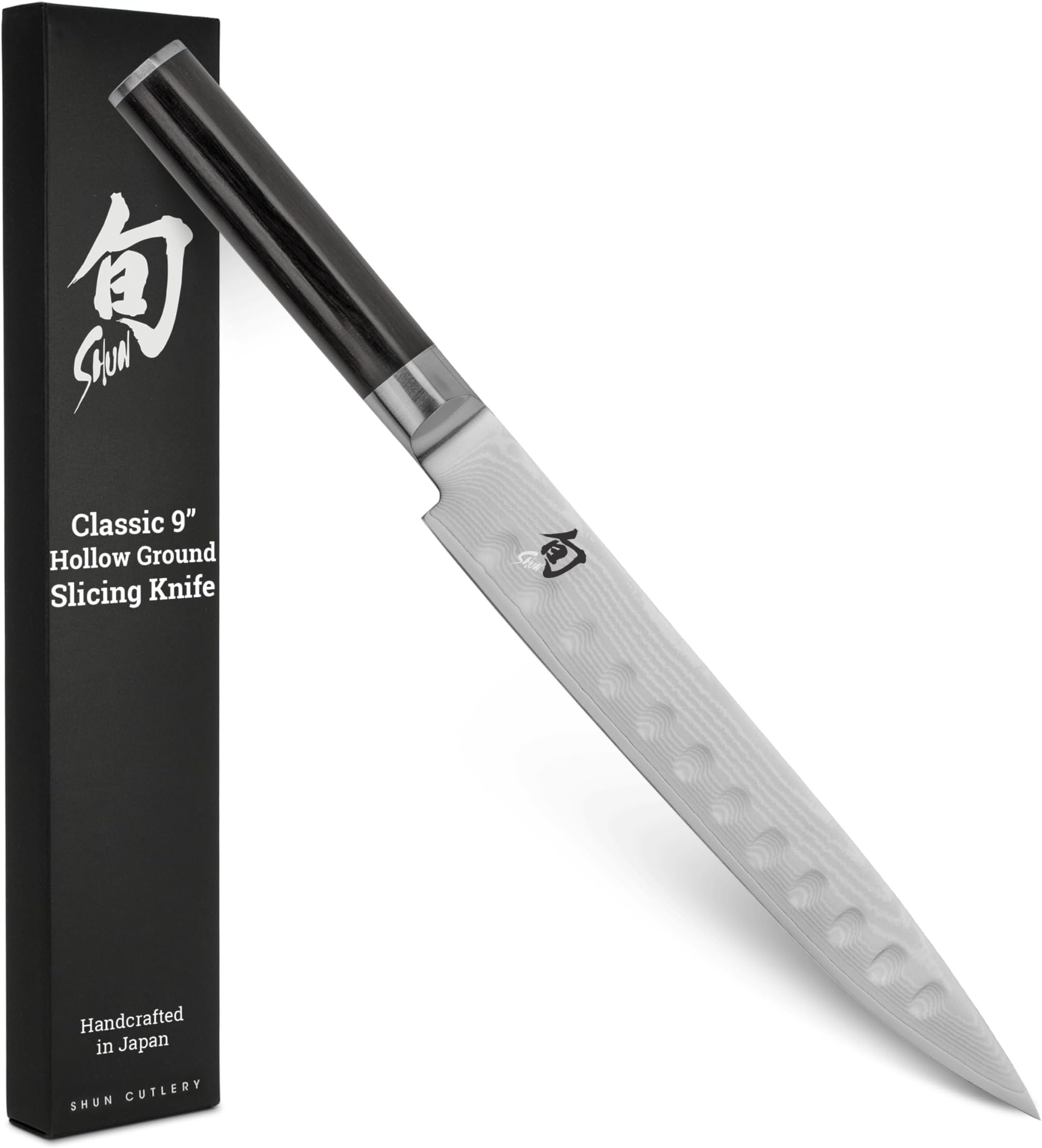 Kai Corporation DM0720 Shun Classic Slicing Knife, 8.9 inches (225 mm), Dimple, Made in Japan, Stainless Steel