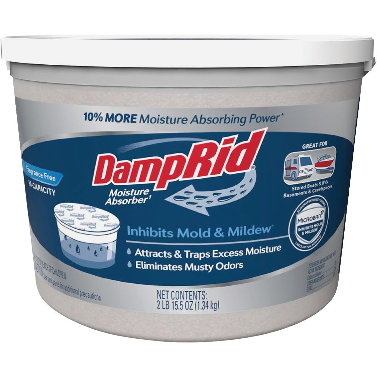 Damp Rid Fg50t 2 Lb Frangrance Free Hi-Capacity Moisture Absorbers
