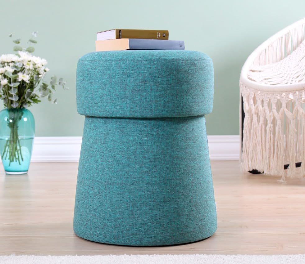 Pouf bleu haut de gamme en coton et lin orthopédique