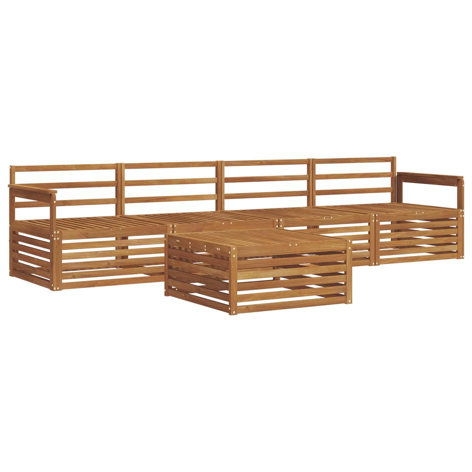 Fengshui 5-częściowy zestaw ogrodowy z drewna akacjowego, naturalne drewno lite