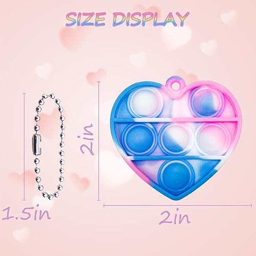 Miniatura 2 de 50 piezas de juguete para la ansiedad de burbujas para presionar llavero de burbujas para el día de San Valentín llavero para aliviar la ansiedad y