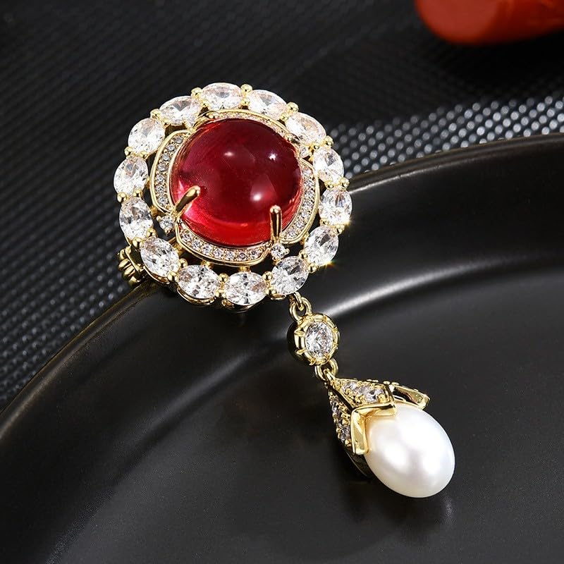 Image of Austrian Crystal Brooch Sparkling Rhinestone Brooch 18k Gold-Plated Birthstone Lapel Pin Jewelry Birthday Gifts for Women
