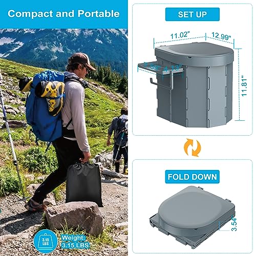 Pahtto Portable Camping Toilet, Foldable Toilet For Adults With Detachable Phone Shelf And Toilet Paper Holder thumb #3
