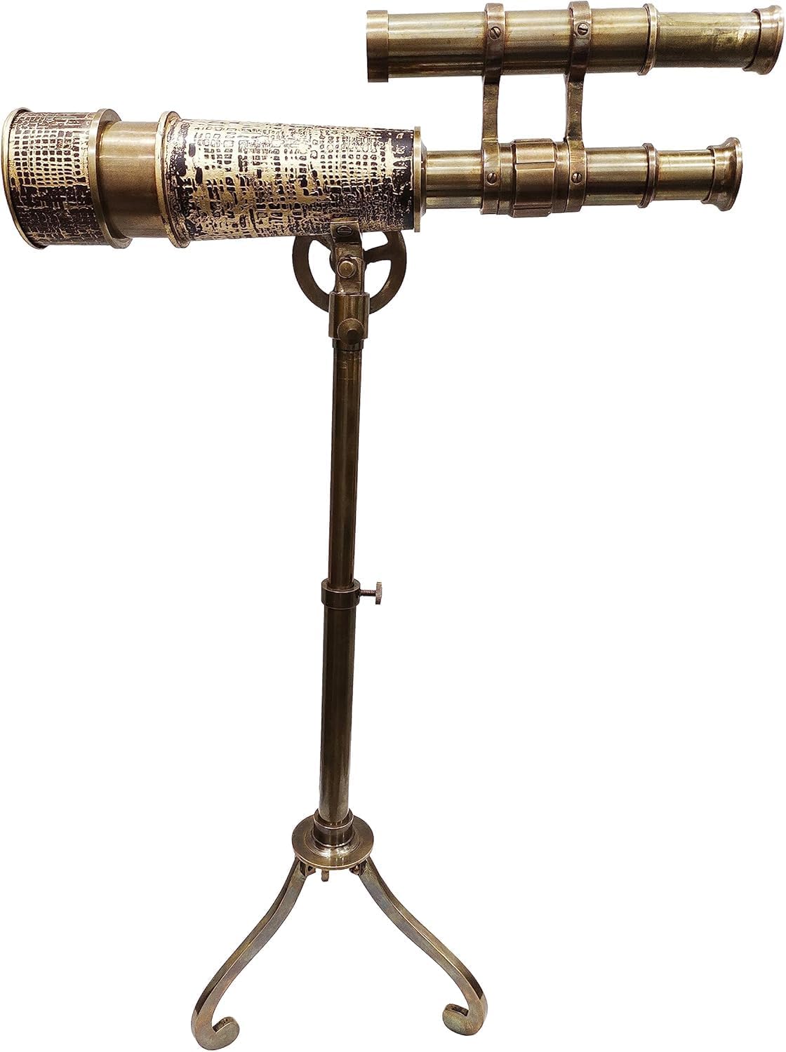 Decorative Brass Spyglass Telescope – with Full Brass Tripod Stand Vintage Nautical for Home Office & Living Room Decor