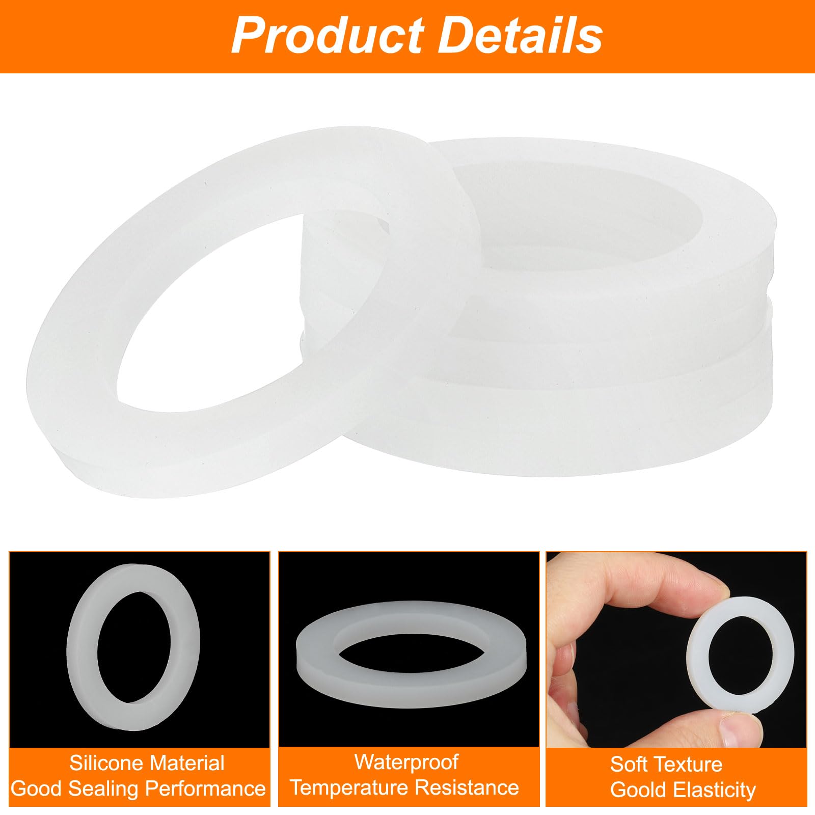 QUARKZMAN Silicona Junta, 30mm OD 20mm ID 3mm Ancho VMQ Sello Anillos Arandela para Ducha Cabezal Agua Manguera Grifo Plomería Tubería, Blanco 5uds