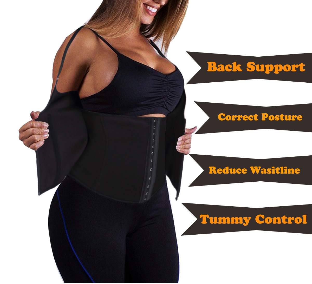 Lelinta Neoprene Sauna Suit - Sauna Tank Top Vest with Adjustable Shaper Trainer Belt Black-latex 14-16(Fit For Bust:38.6