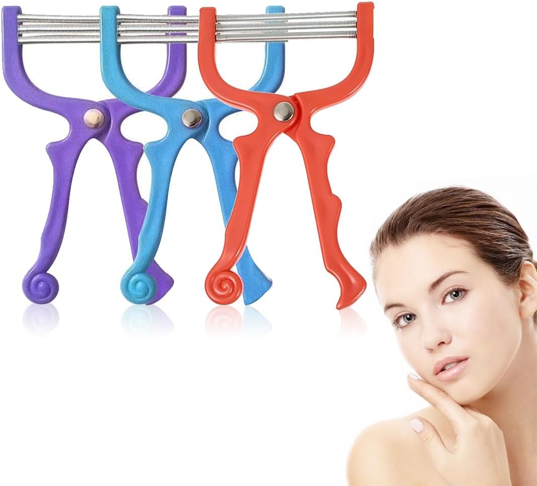 3 stuks gezichtshaarverwijderingsgereedschap voor vrouwen en mannen, veerdraadgereedschap voor haar, bovenlip/wenkbrauw, epilator voor het gezicht, handmatige pluisverwijdering