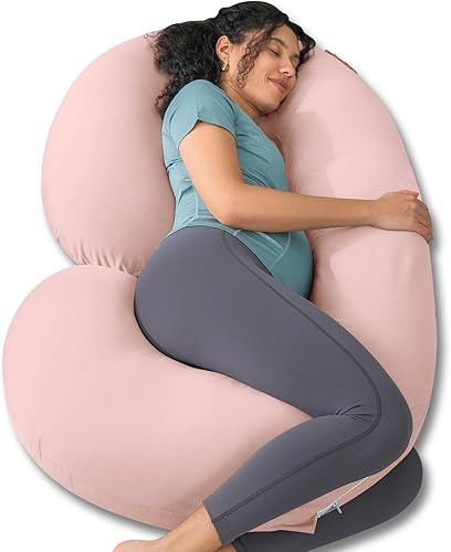 INSEN Almohadas refrescantes de embarazo, almohada de cuerpo completo en forma de C para dormir, almohada de maternidad para dormir de lado, funda