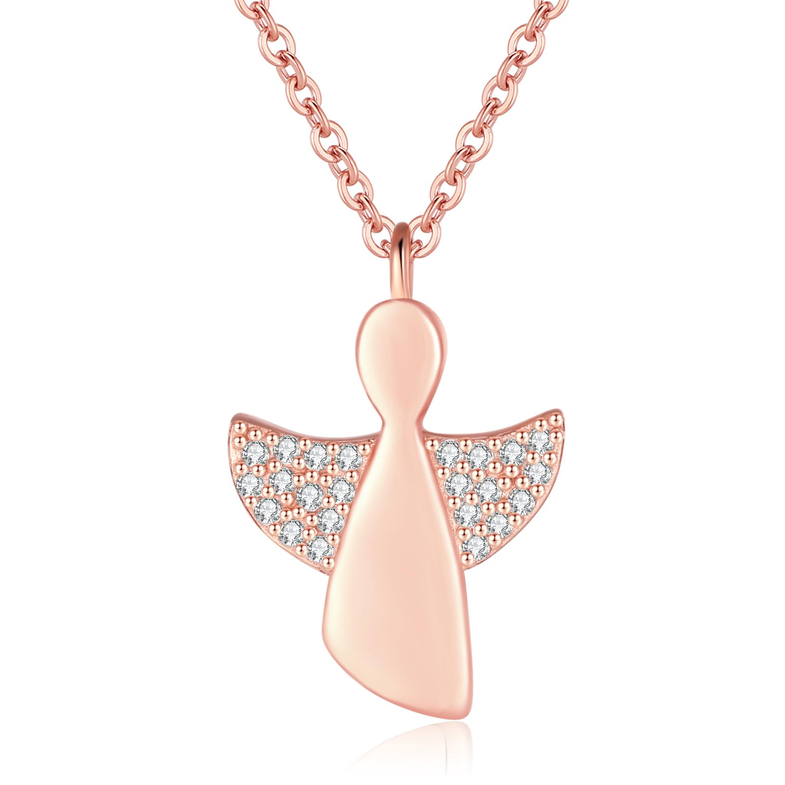 Jrêveinfini Collana con Angelo Custode in Argento 925 e Zirconi - Gioiello Brillante per Donne e Ragazze, Collana Portafortuna Bambina con Portagioie Regalo