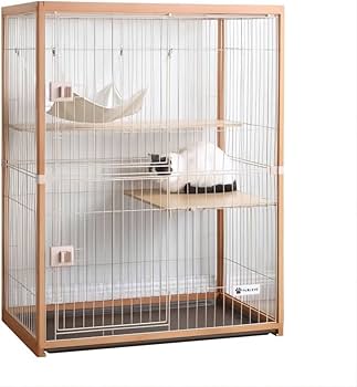Amazon | BTM 猫ケージ キャットケージ 2段 木製フレーム 広々 大型