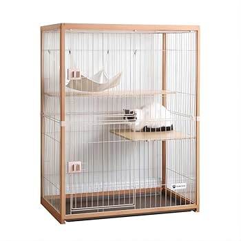 Amazon | BTM 猫ケージ キャットケージ 2段 木製フレーム 広々