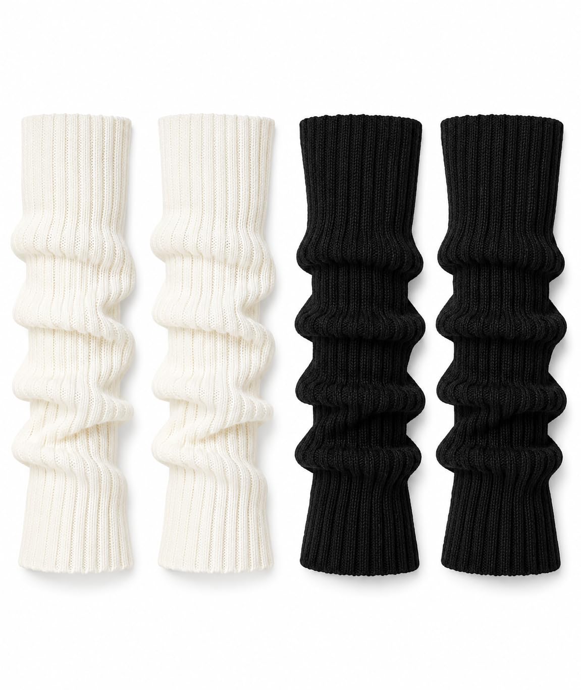 mittijoy 4PCS Winter Leg Warmers for Women, 42cm Fuzzy Knit Socks and Winter Stockings, Breathable Thermal Slouch Cuffs for Layering Over Leggings-picture-10
