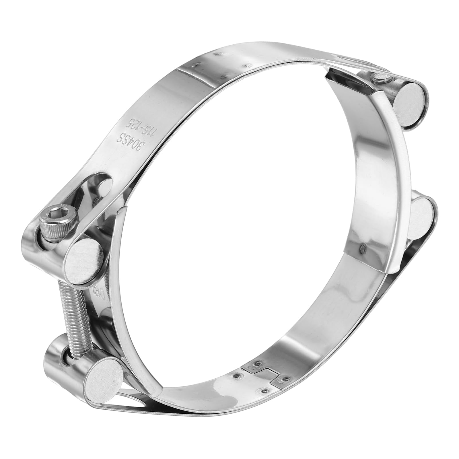 sourcing map T-Bolt Hose Clamp 115-125mm (4.5-4.9") 304 Stainless Steel Double Head Adjustable Intake Radiator Tube Clamps for Automotive Plumbing Industrial Intercooler Pipe โ image 1