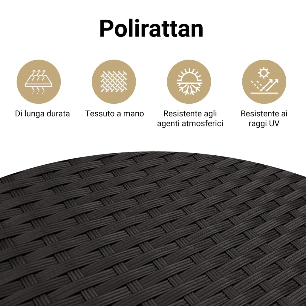 vidaXL Panca da Giardino con Cuscini Nera in Polyrattan