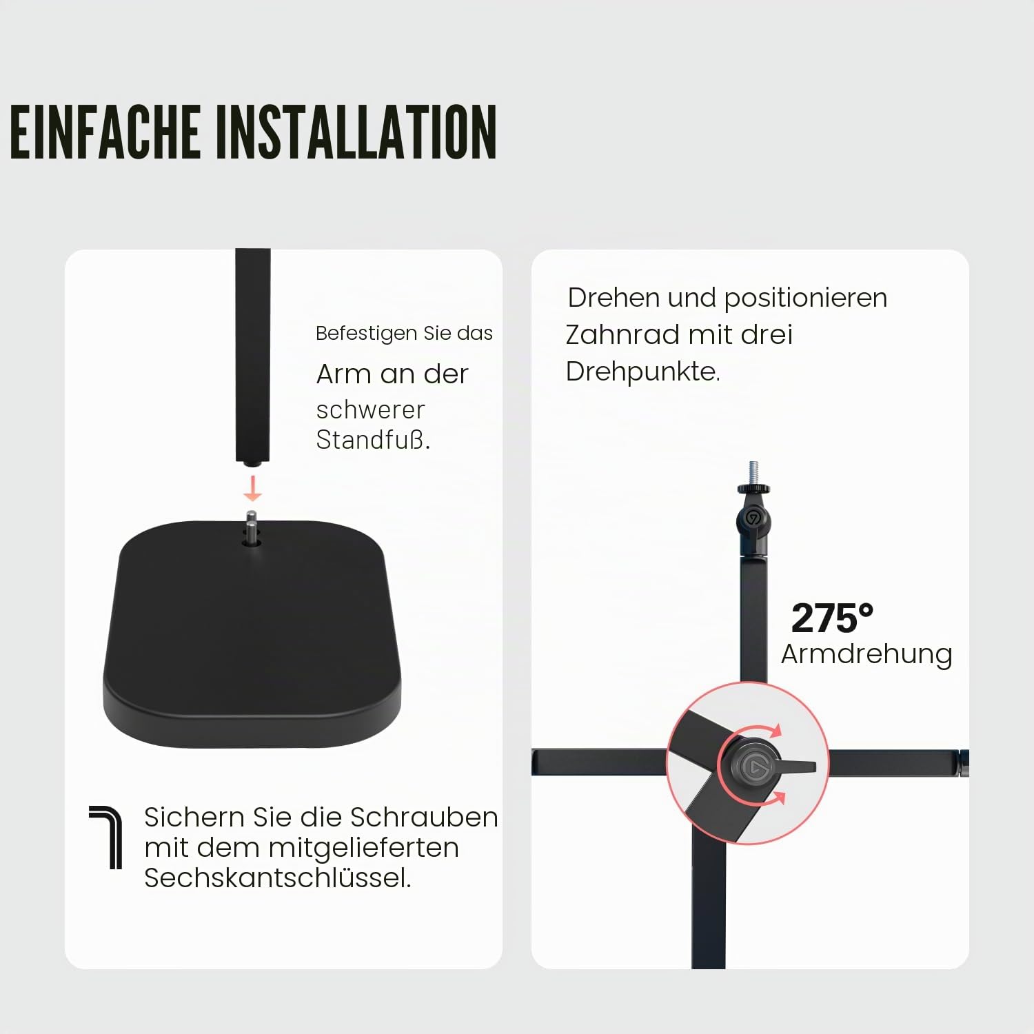 Elgato Wave Desk Stand, verstellbare Mikrofonhalterung | Drei Drehpunkte, trägt bis 1 kg, montiert Kamera, Licht oder Handy, Kabelbinder, Vollmetall