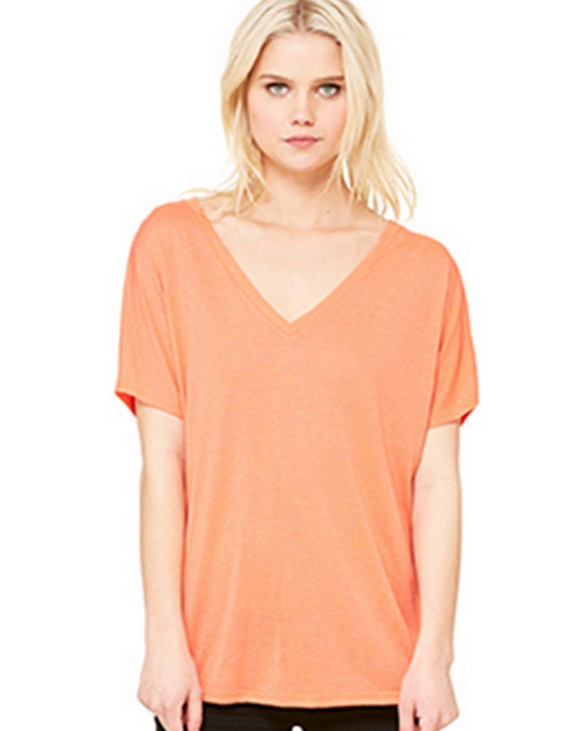 Bella 8815 Womens Slouchy V-Neck Tee - Coral44; Extra Large