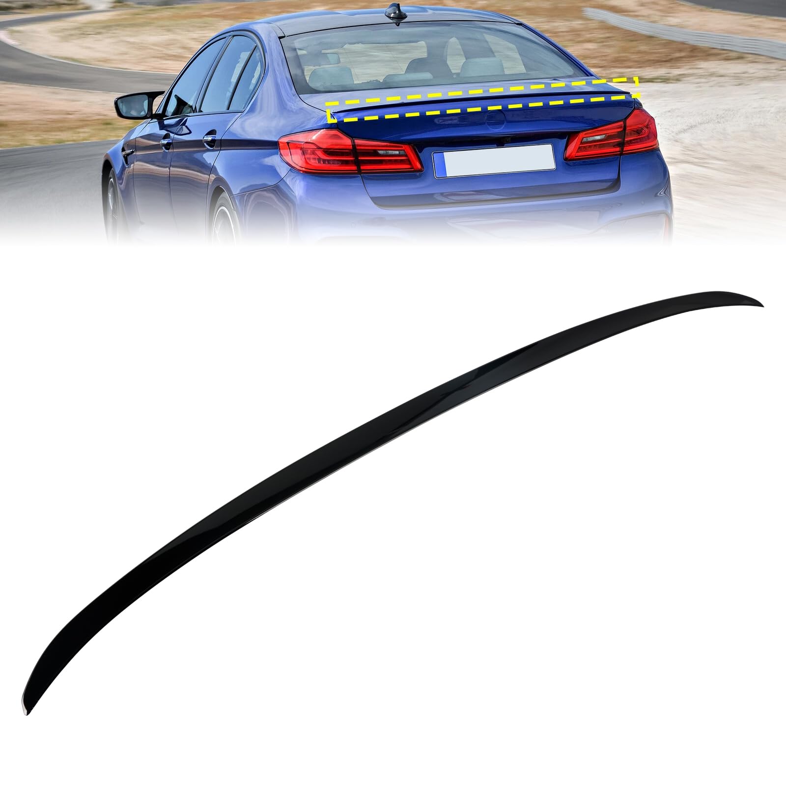 Topteng Gloss Black Rear Boot Spoiler Apto para BMW 5 Series G30 Sedan 2017-2023 M5 Style