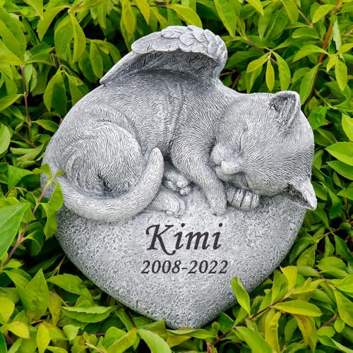 edenkstein als gedenkstein maßgeschneidert für Engel und grabstein für eine spezielle katze, die ein datum und einen namen trägt sowie ein süßes geschenk