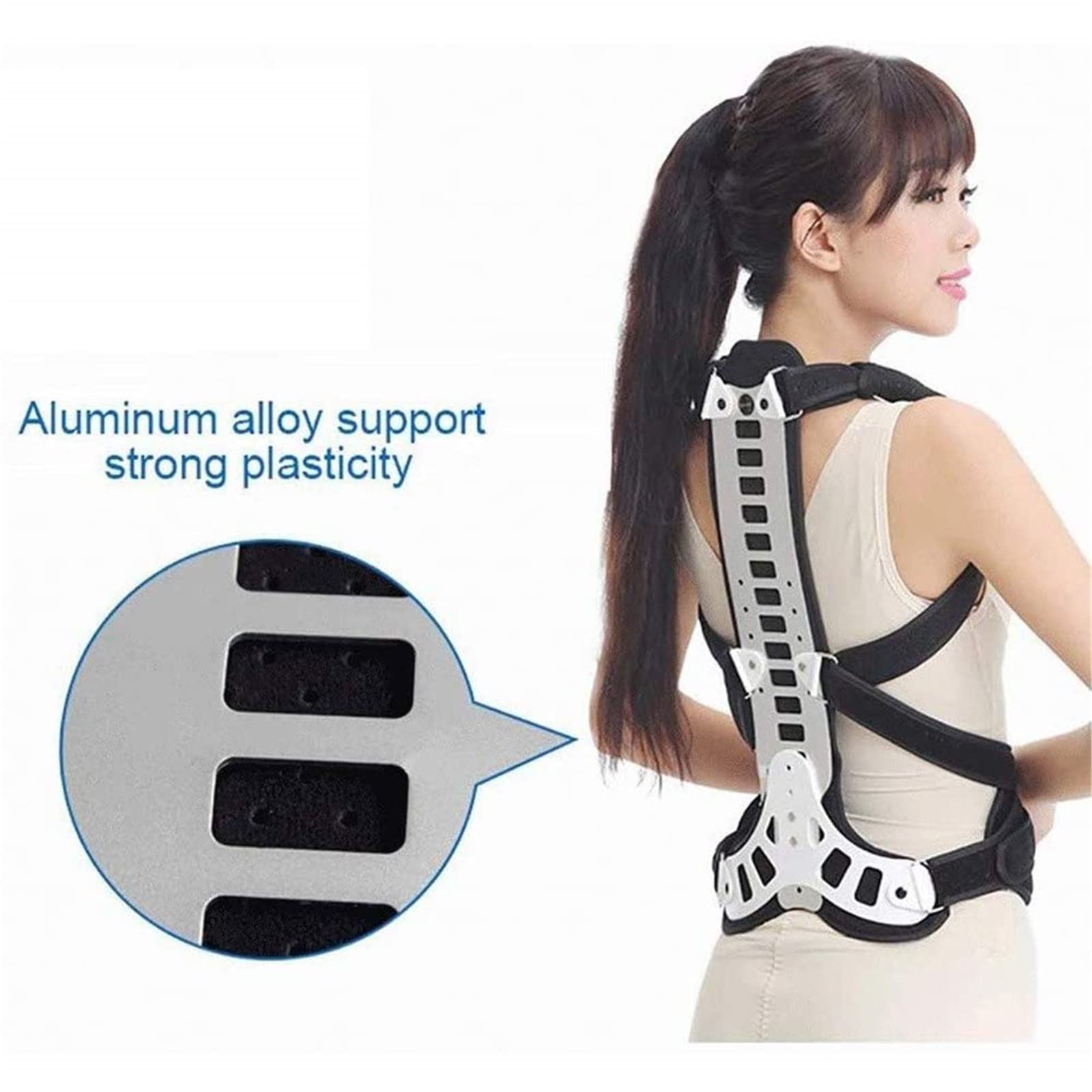 Orthèse Lombaire avec Sangles De Soutien Dorsal Complètes, Support De Correction Dorsale pour Soulager Les Douleurs du Haut Et du Bas du Dos, pour Hommes Et Femmes Adultes,L