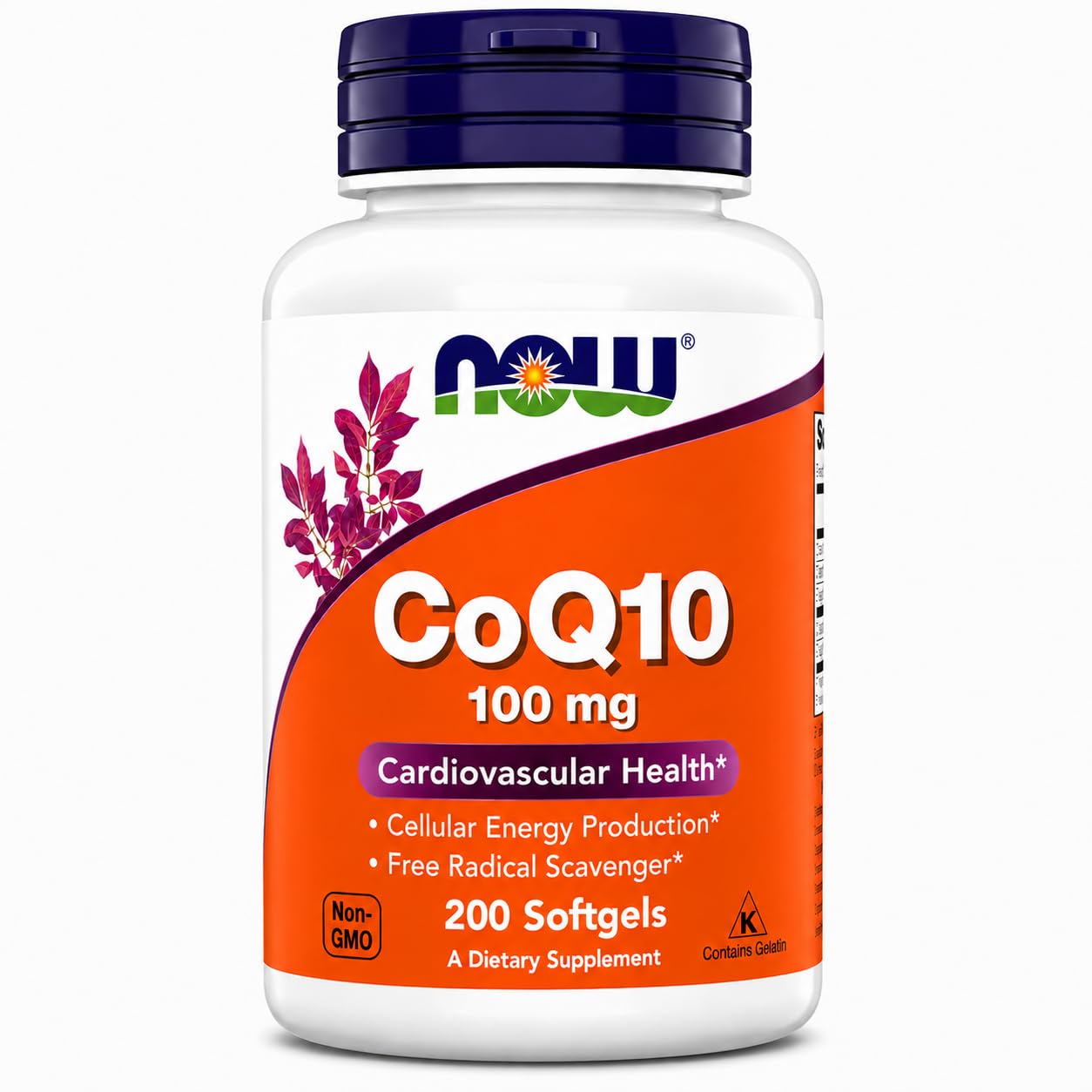 NOW Foods Supplements, CoQ10 (Coenzyme Q10) 100 mg, Pharmaceutical Grade, Cardiovascular Health*, 200 Softgels 200 Count (Pack of 1)