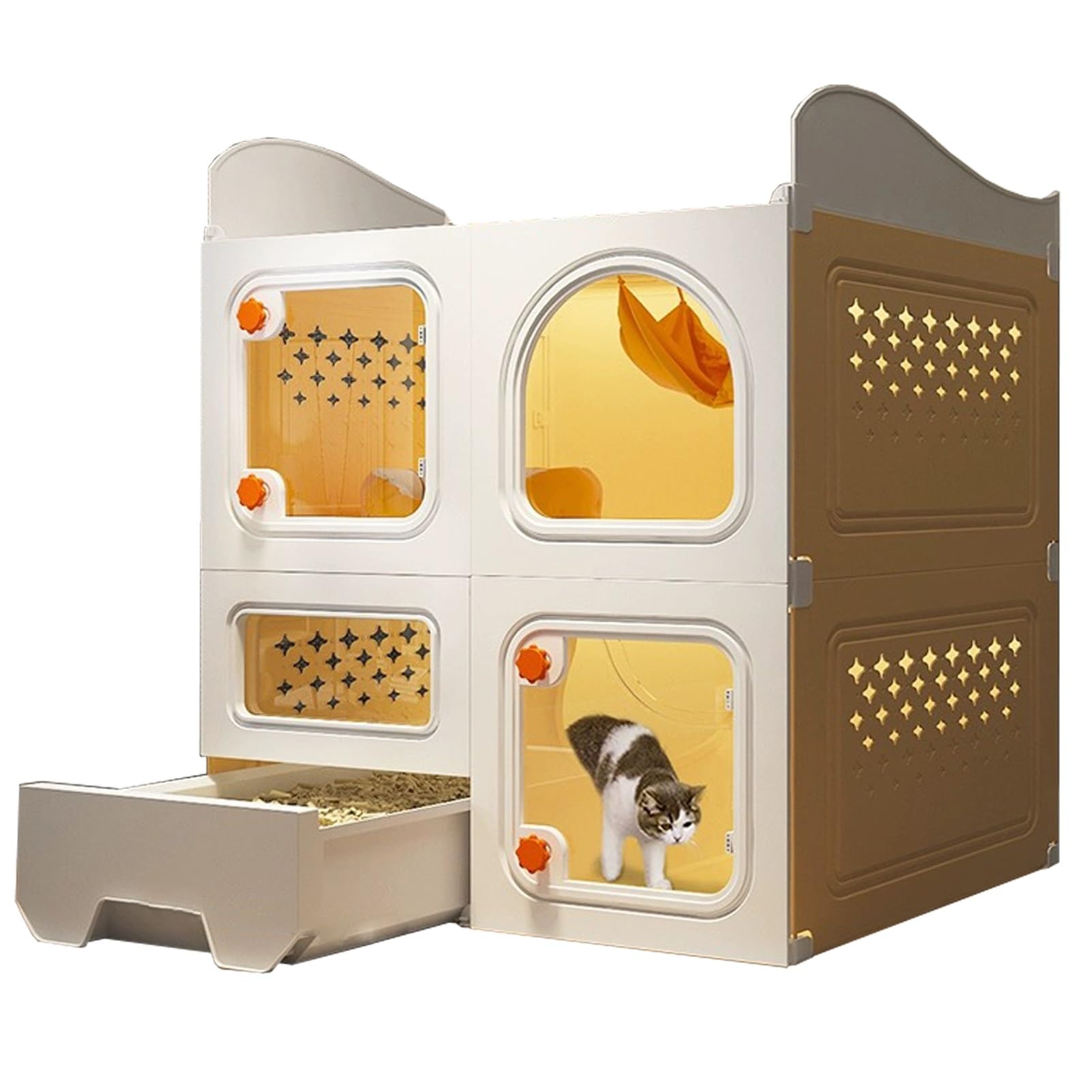 Enclos pour chat cage de luxe multicouche 71x81cm avec porte transparente respirante