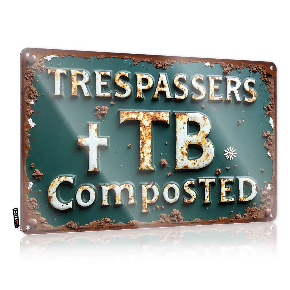 Fzfn Men's Colour At Home Decor Nice Cool Wall Decor - Rusty Warning Sign: Trespassers + Tb Composted Rustic Wall Art Waterproof Easy Hang For Man Cave Bar(30X40cm)