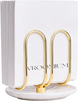 Napkin Holder for Table,Ceramic Base Effortless Cleaning,Gold Dining Decor