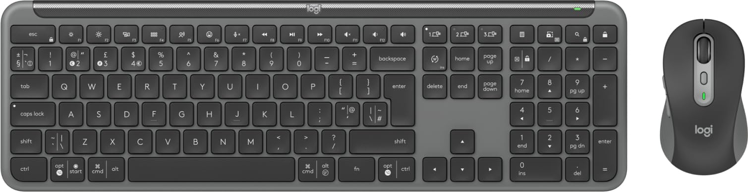 Logitech Signature Slim MK950 for Business, combinación de Teclado y ratón inalámbricos - Grafito, Disposición QWERTY Inglés Reino Unido