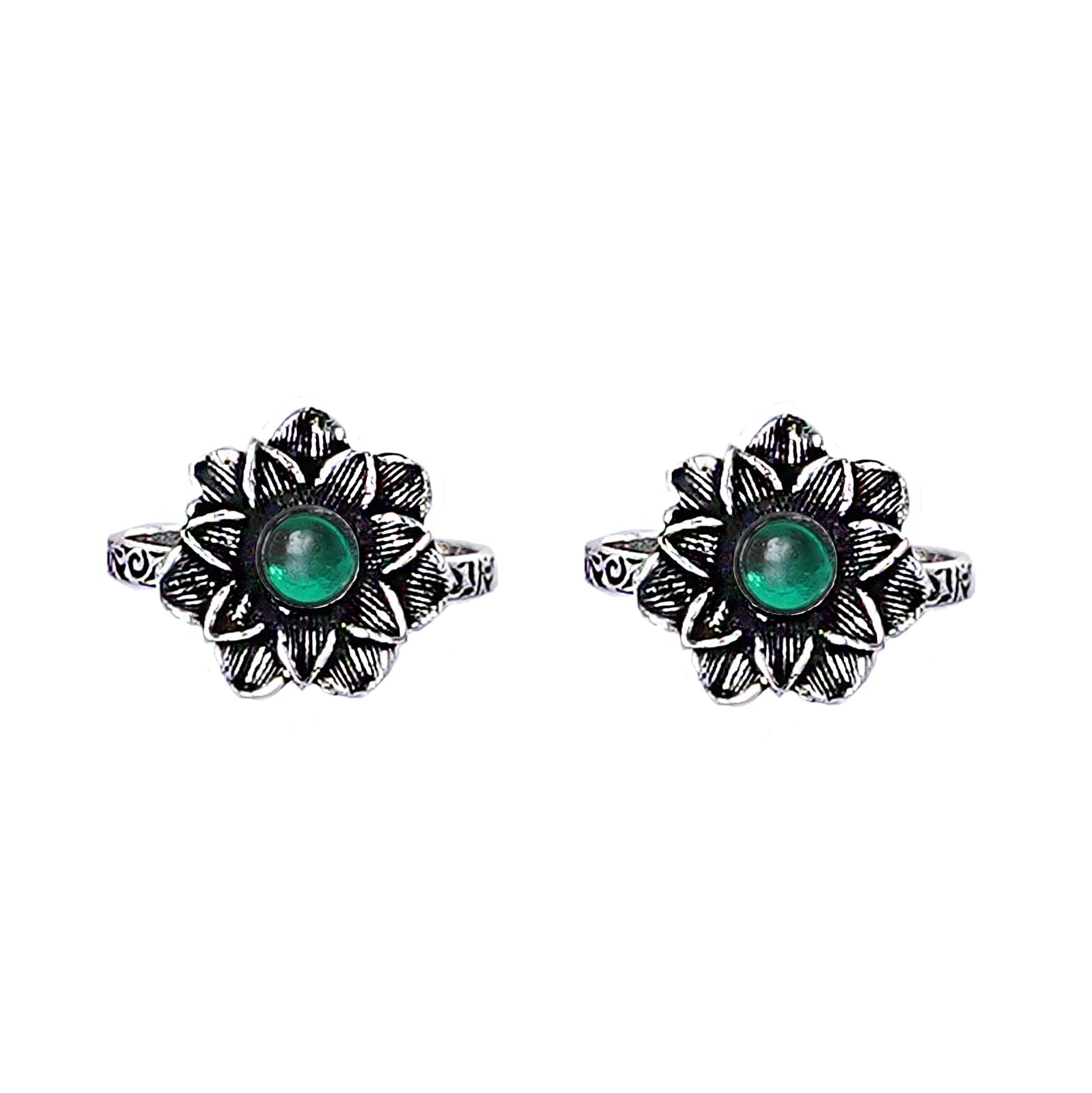 TEEJH Kayra Green Stone Silver Oxidised Toe Rings for Women (B09J53KSXR) Amazon Price History, Amazon Price Tracker