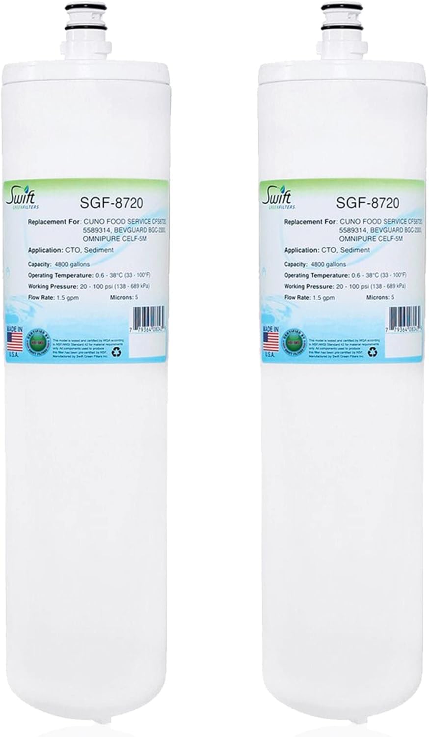 Swift Green Filters SGF-8720 Compatible Commercial Water Filter for CFS8720, 5589314, Made in USA, White (2 Pack)