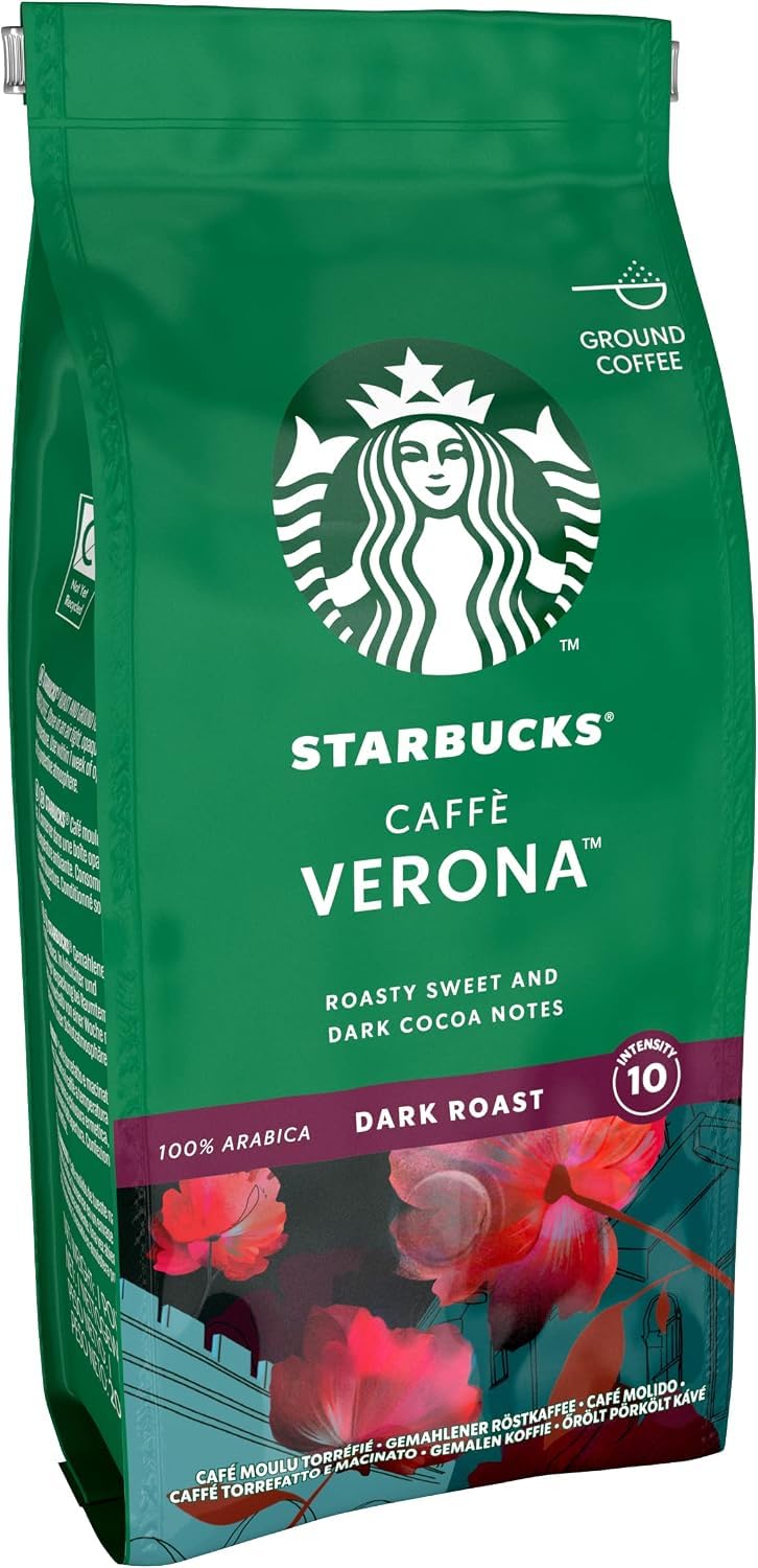 Starbucks Caffe Verona Dark Roast Ground Coffee Bag, 200g : Amazon
