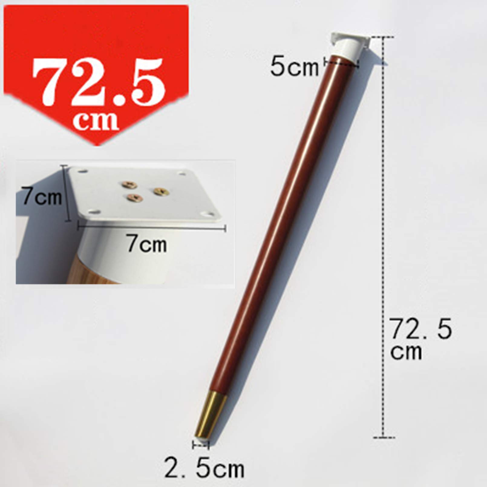 Juego de 4 Patas de Madera Maciza para Muebles, Patas de sofá de Madera Natural con Base de latón para Armario de Cocina, Cama, Silla, Patas cónicas de Madera de Caucho para Mesa de Centro c