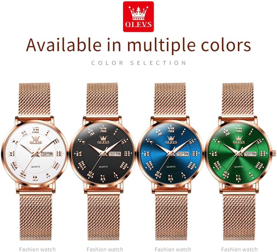 OLEVS Gold Plated Watch for Women - Fashion Minimalist Dress Watch with Date Window,Waterproof Thin Stainless Steel Bracelet,Chic & Versatile for Everyday Luxury,Self Love Splurge Gift for Her - Image 5