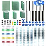 WayinTop ユニバーサル基板 PCB回路基板 両面 6サイズあり ピンヘッダー ピンソケット 40ピン 抵抗器 1Ω~10MΩ 30種類 ターミナルブロックコネクタ 2ピン/ 3ピン 5mm LED 5色あり タクトスイッチ 12個