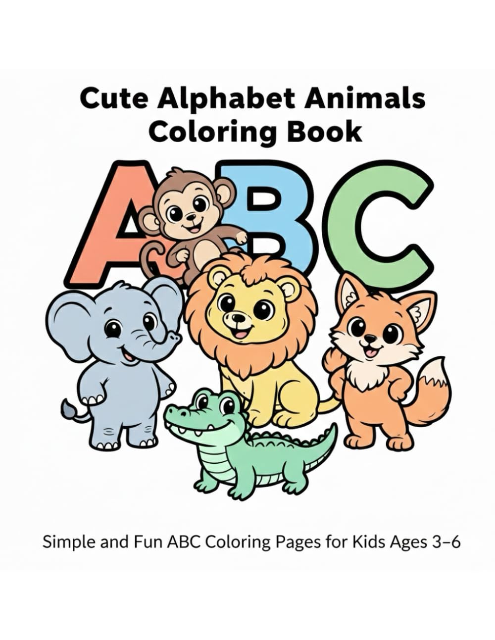 Cute Alphabet Animals Coloring Book: Simple and Fun ABC Coloring Pages for Kids Ages 3–6