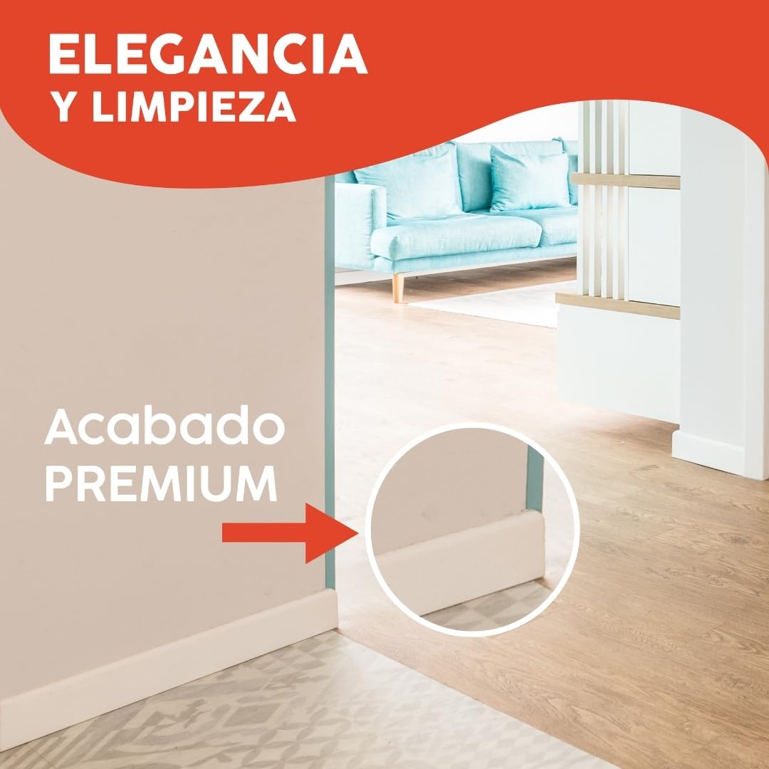 Pack 10 Rodapie PVC 110cm | Cubre Zocalo Blanco Antihumedad | Rodapies PVC Resistente & Fácil de Instalar