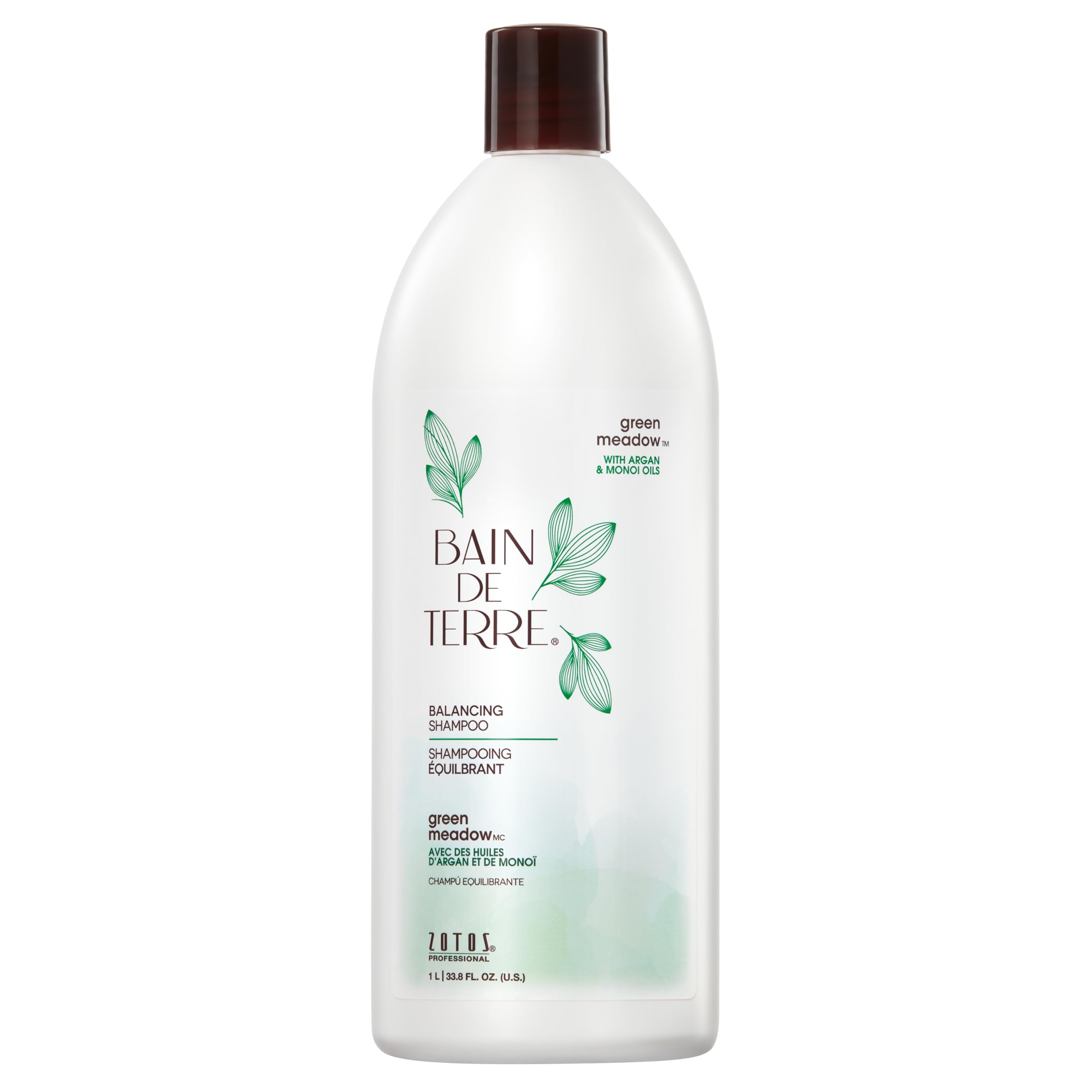 Bain de Terre Green Meadow Balancing Shampoo, Gentle Cleansing for Soft, Silky Hair with Argan & Monoi Oils, Paraben-Free, Color-Safe