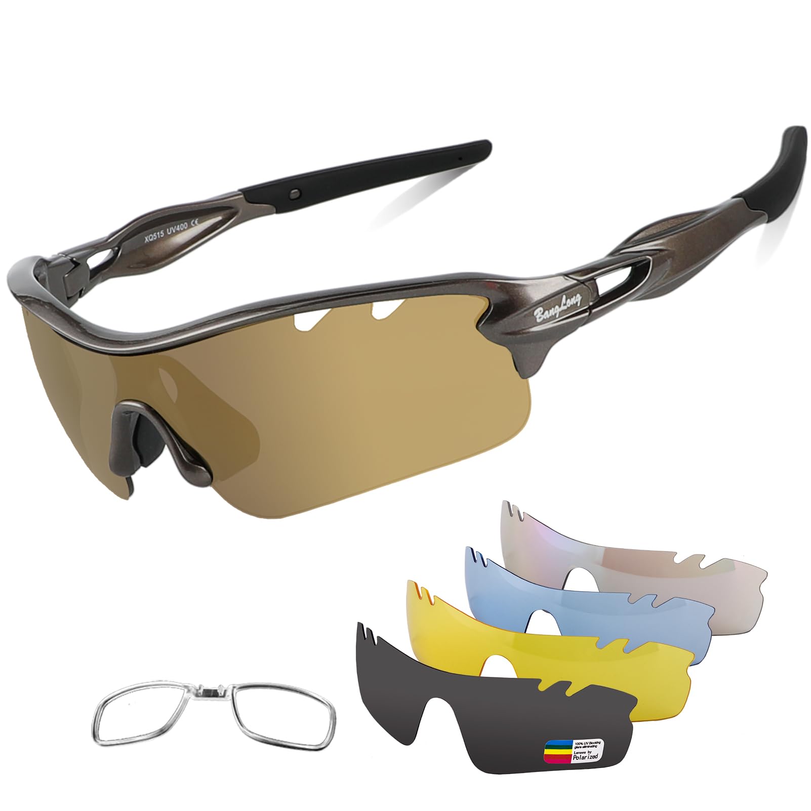 BangLong Polarized UV400 Sports Sunglasses with 5 Lenses for Men Women