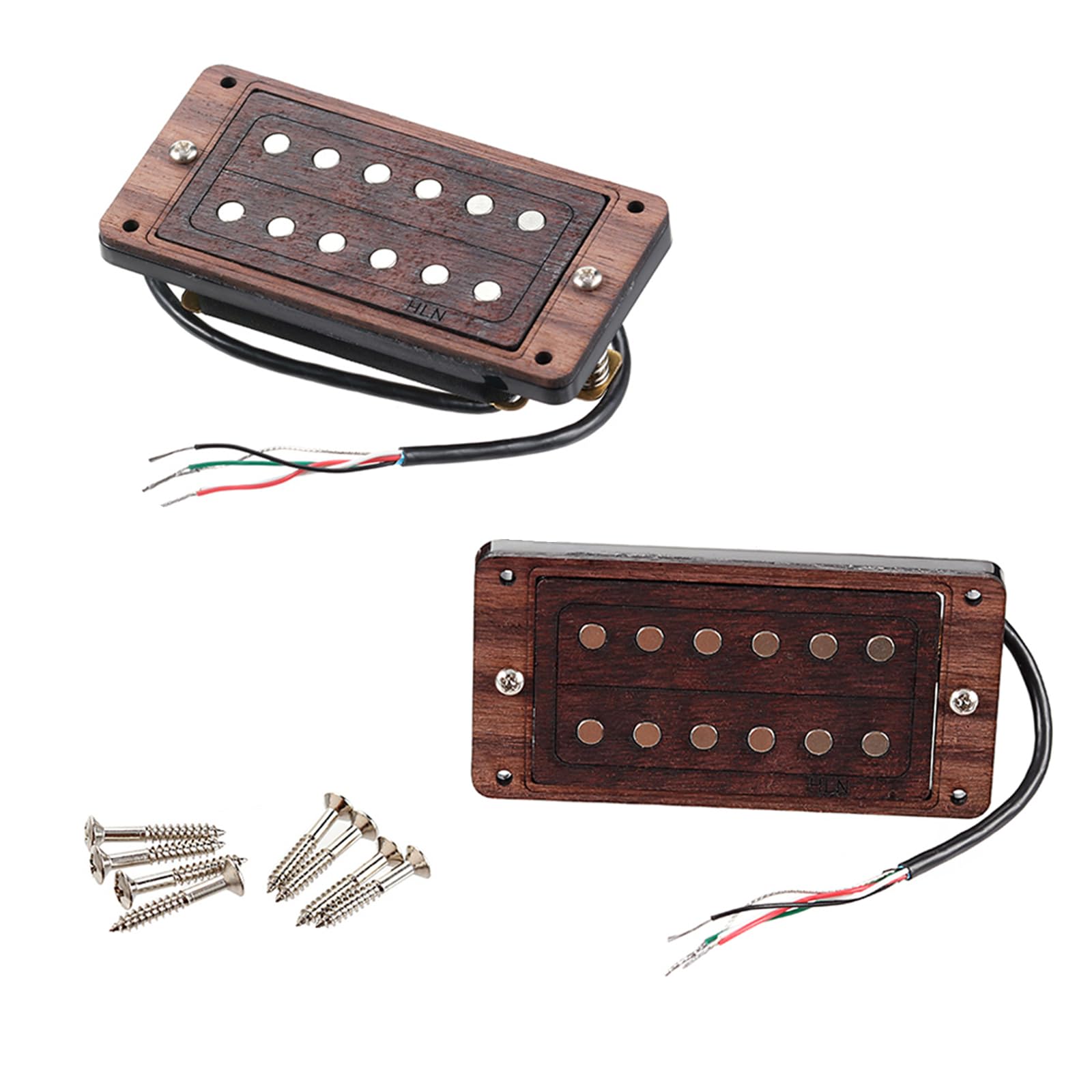 Humbucker - Juego de pastilla con imanes de cerámica y marco de madera para guitarra, sonido claro de alta salida, fácil instalación, juego de pastillas de guitarra