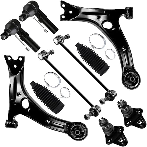 SCITOO Kit de suspensión delantera de 10 piezas, brazo de control inferior, rótulas, barra estabilizadora, extremos de barra de acoplamiento