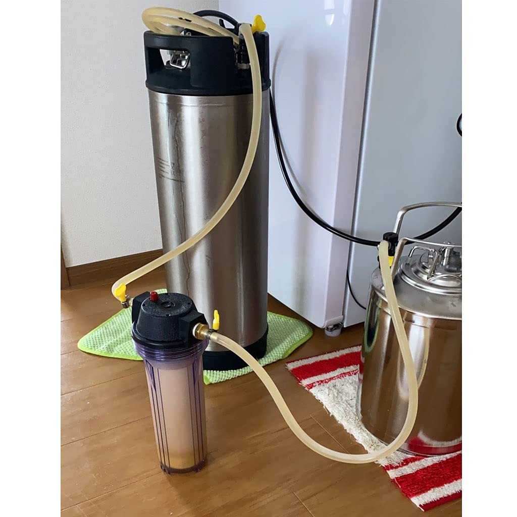 Filtro de Succión de Bomba de Agua, Kit de Filtro de Cerveza casera de una Sola Etapa de 10" Compatible con Manguera de 1/4" de diámetro Interior y Filtro PP de 1 micrón.