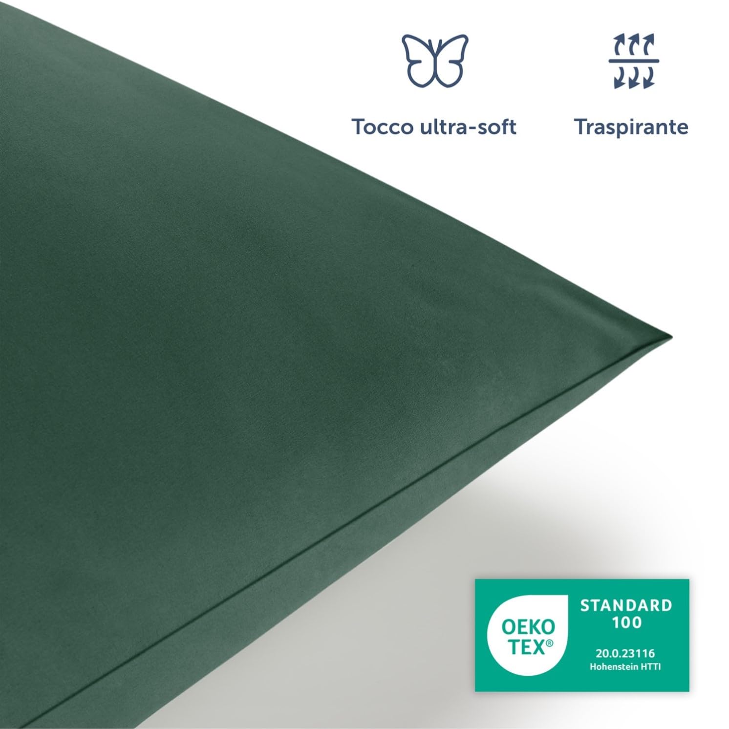 Blumtal Copripiumino Matrimoniale 260x240 e Federe 65x65 - Set di Lenzuola in microfibra extra morbida certificata Oeko-Tex, Set Copripiumino Matrimoniale con 2 Federe - 3 pezzi - Verde Scuro