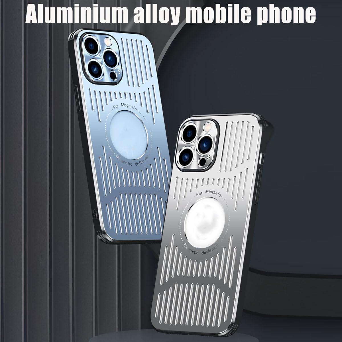 YSSCYA Curranet Metal Heat Dissipation Breathable Case for iPhone,The Metal Hollowed-Out Cooling Case is Suitable for iPhone (14plus,Silver)