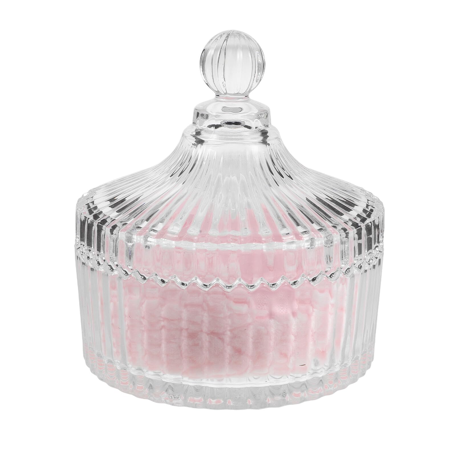 Extra Große Runde Puderquaste aus Glas mit Plüsch Rosa Xl