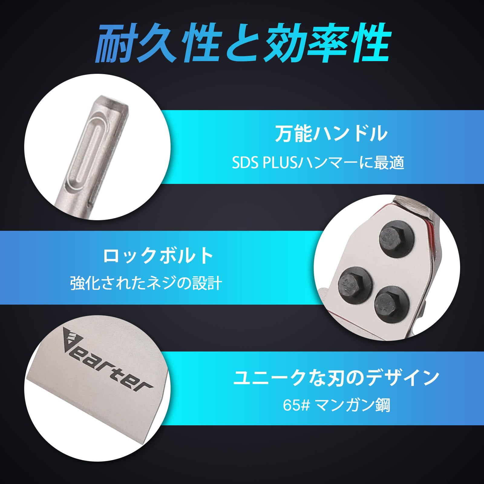 Amazon | Vearter 100mm x 300mm SDS Plus シャンク 電動ハンマー